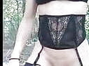 masturbation, en-plein-air, public, transsexuelle, amateur, anal, bas, lingerie, solo