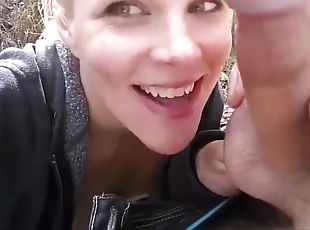 Sloppy Deepthroat &amp_ Cum Facial in a Public Park