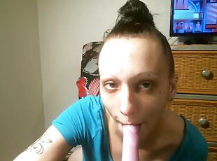 dilettant, blasen, spielzeug, schwer, dildo, allein, brunette, kleine-titten