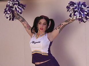 asiatisk, doggy, pussy, hardcore, pornostjerne, pigtail, truser, cheerleader, piercet, fetisj