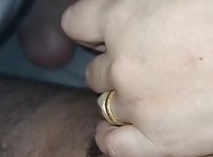 Guess whats going on under the blanket when the stepmom touches her stepsons cock?