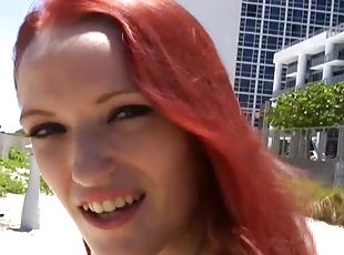 A passionate POV blowjob by a desirable redhead