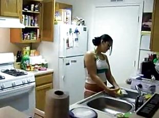 gros-nichons, femme, amateur, maison, ejaculation-interne, point-de-vue, cuisine, gros-seins, réalité