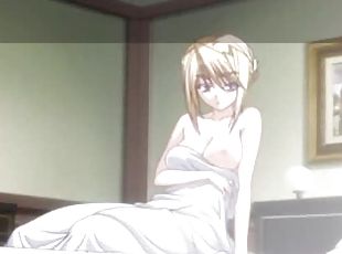 Anime chick wakes up in the morning and puts her bathrobe on