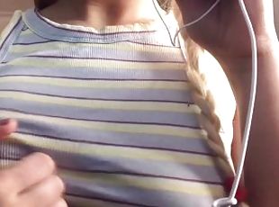 cul, gros-nichons, amateur, blonde, seins, bout-a-bout, solo