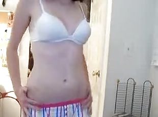 amateur, salope, culotte, webcam, douce, solo, soutien-gorge