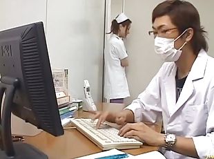 Double Blowjob For This Asian Nurse