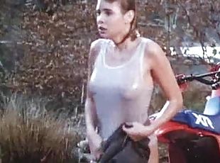 Olivia d'Abo's Wet T-Shirt after Swim