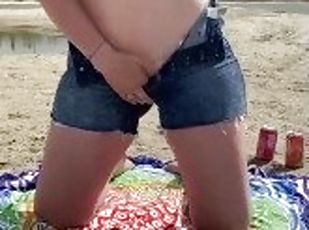 gros-nichons, public, amateur, milf, plage, butin, naturel, fétiche, solo, petits-seins