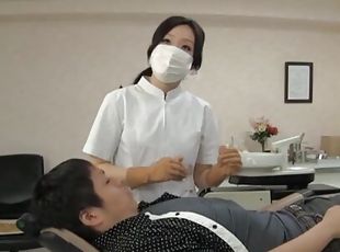 Naughty Japanese dentist enjoys having sex with her lucky client