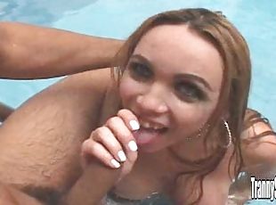 transexual, gangbang, travesti, rubia, piscina, culazo