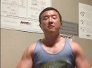 asiatique, masturbation, public, amateur, gay, secousses, solo, musclé