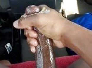 masturbación, orgasmo, público, amateur, chorro-de-corrida, negra-ebony, polla-enorme, paja, negra, coche