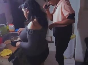 cul, amateur, maison, latina, couple, belle-femme-ronde, joufflue, fétiche