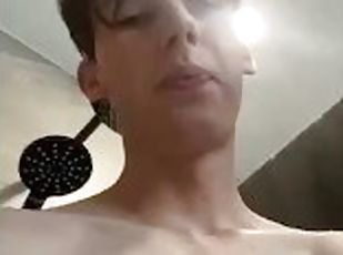 Twink jerks in shower until he cums