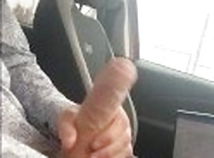 Public car wank, dogging, exhibition, nearly CAUGHT, big cock masturbated outside outdoors, cumming