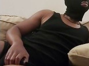 amateur, ejaculation-sur-le-corps, ébène, gay, black, horny, bout-a-bout, fétiche, solo, masque