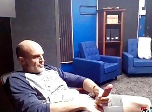 papa, masturbation, bureau-office, amateur, énorme-bite, gay, secousses, webcam, solo, pappounet