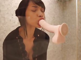 asiatisk, bad, masturbation, amatör, anal, tonåring, webbkamera, dildo, dusch, ensam