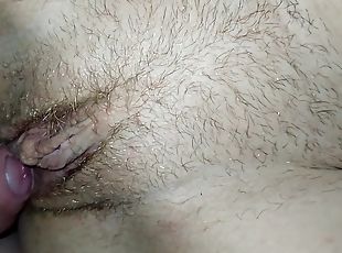 cul, poilue, amateur, énorme-bite, ejaculation-interne, brunette