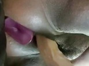 masturbation, chatte-pussy, giclée, amateur, jouet, belle-femme-ronde, double, gode, solo, humide