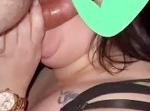 Slutty BBW with tattoos blows my cock so good