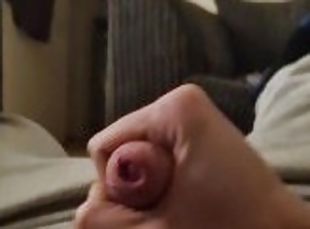 Uncut straight lad moans and cums (big cumshot)