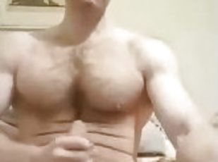 masturbation, amateur, ejaculation-sur-le-corps, solo, musclé