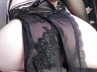 cul, énorme, masturbation, amateur, bas, britannique, solo, goth, trou-du-cul