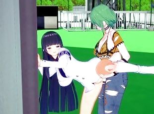 Ikaruga and Hikage have intense futanari sex on a deserted rooftop. - Senran Kagura Hentai