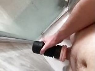 baignade, masturbation, amateur, énorme-bite, jouet, ejaculation-interne, britannique, douche, solo, bite