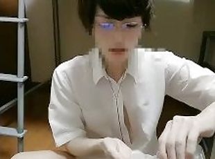 lunettes, masturbation, gay, japonais, minet