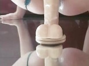 masturbation, orgasme, amateur, énorme-bite, jouet, gode, bout-a-bout, solo, brunette, bite