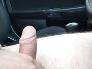 masturbation, public, amateur, énorme-bite, branlette, voiture, solo, bite