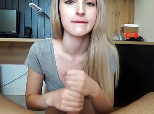 amatør, tenåring, handjob, pov, blond, søt