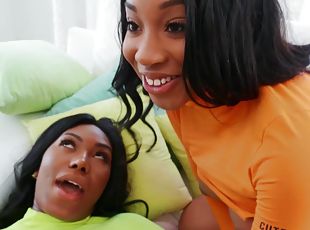 Ebony Girlfriend and Side Chick Share His Hard Wiener