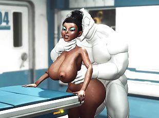 كبيرة-الثدي, شرج, أبنوس, 3d, كبيرة-الثدي-busty