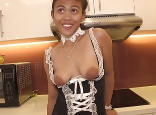 asiatique, femme-de-ménage, ados, ejaculation-interne, adorable, philippine, patron