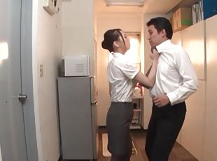 asiatique, bureau-office, japonais, couple, kinky, bite