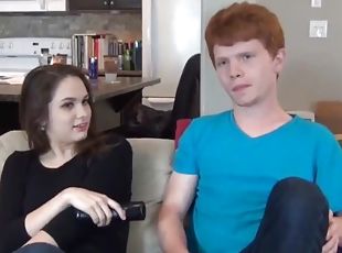 Absolutely delicious brunette teen seduces redhead guy