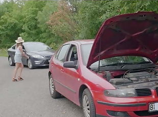 amateur, hardcore, coche, trío, realidad