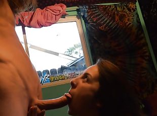 Very pretty ex girlfriend blowing me and loves taste of my cum