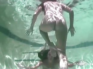 delgada, amateur, lesbiana, coche, piscina, morena