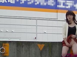 Japanese Crossdresser Outdoor Flashing.