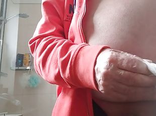 baignade, masturbation, amateur, ejaculation-sur-le-corps, gay, allemand, européenne, euro, douche, solo