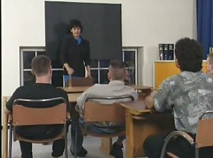 Big ass teacher gangbanged hardcore in college