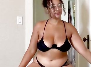 gros-nichons, poilue, masturbation, ébène, black, seins, bout-a-bout, solo