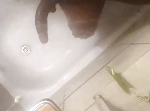 baignade, masturbation, amateur, énorme-bite, black, douche, solo, bite