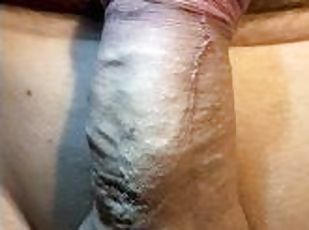 masturbation, amateur, ejaculation-sur-le-corps, énorme-bite, branlette, ejaculation, sperme, lait, blanc, bite