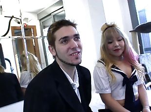 asiatique, hardcore, couple, doigtage, blonde, mignonne